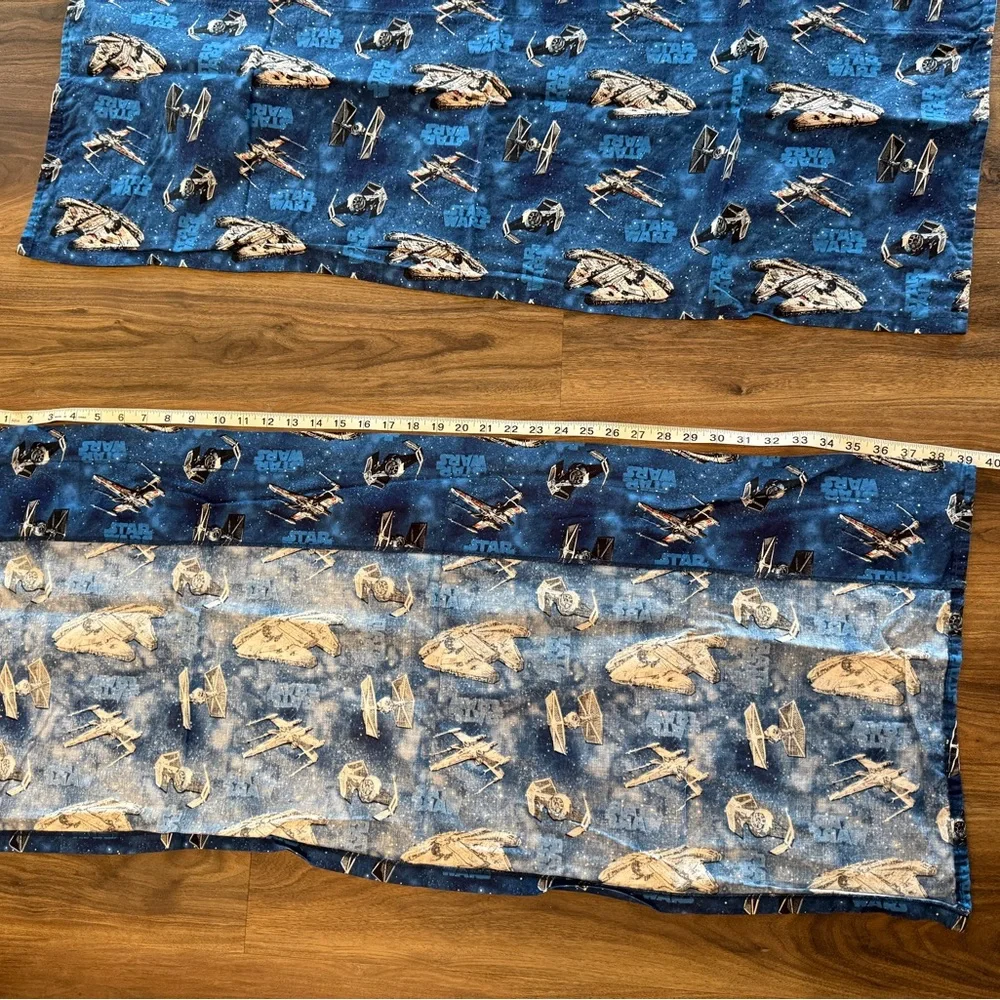 Star Wars design Blue Curtain valances (2) Like new.